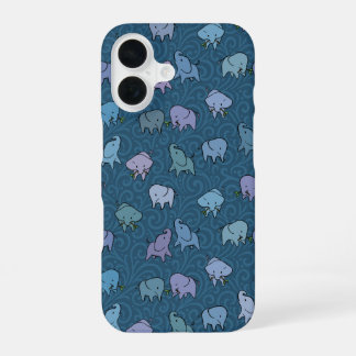 Kleine Olifanten Blauwe Draaikolk iPhone 16 Hoesje