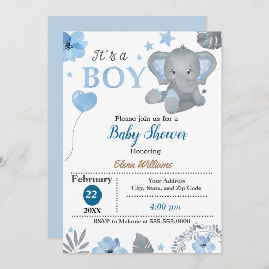 Kleine olifantenBaby shower Kaart (Voorkant / Achterkant)