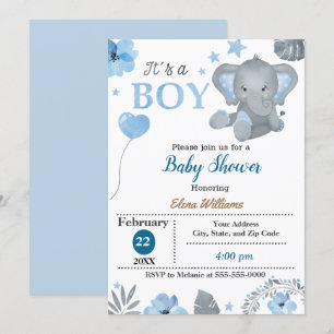 Kleine olifantenBaby shower Kaart