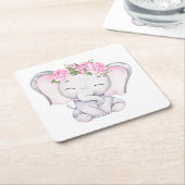 Kleine olifantenBaby shower Kartonnen Onderzetters (Schuin)