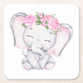 Kleine olifantenBaby shower Kartonnen Onderzetters (Voorkant)