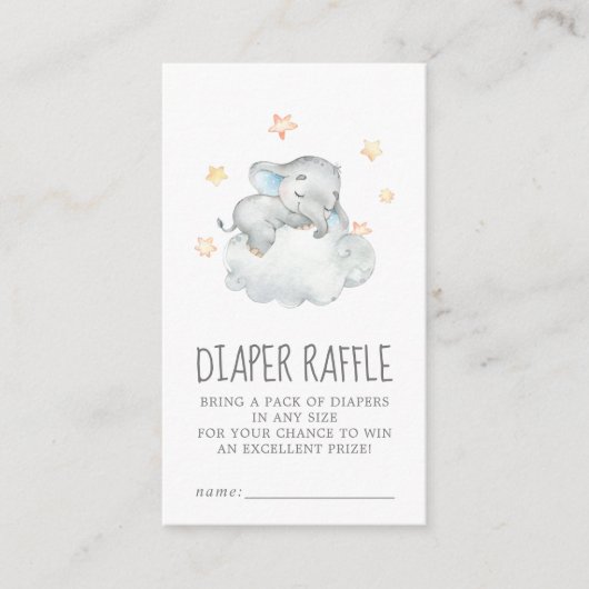 Kleine olifantenjongen Baby shower Diaper Raffle Informatiekaartje (Voorkant)