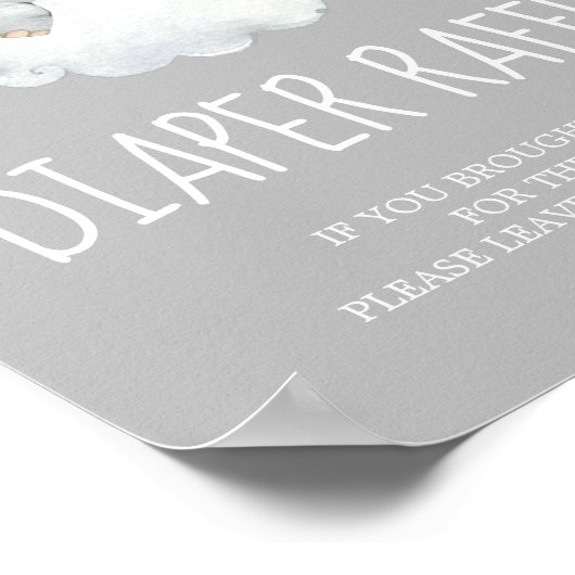 Kleine olifantenjongen grijs Baby shower diapraffl Poster (Hoek)