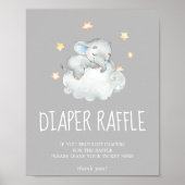 Kleine olifantenjongen grijs Baby shower diapraffl Poster (Voorkant)