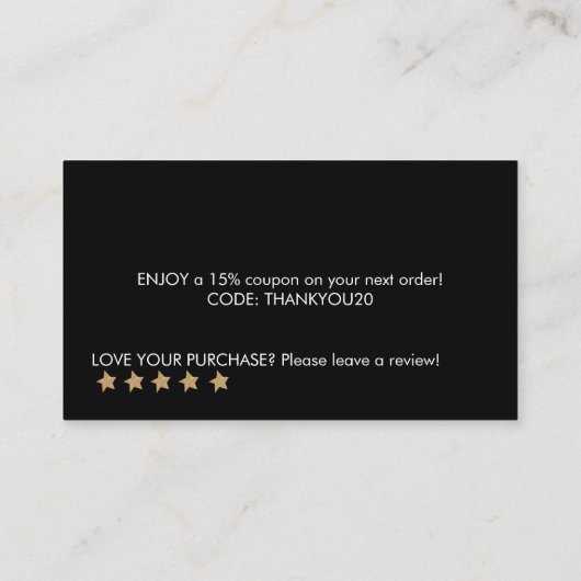 kleine onderneming, dank u, het tussenvoegsel van  visitekaartje (Achterkant)