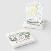 Kleine Onderneming met Naam op Bedrijf Van Stenen Onderzetter (Zijkant)