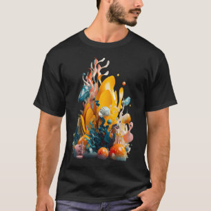 Kleine onderwaterwereld in 3D T-shirt