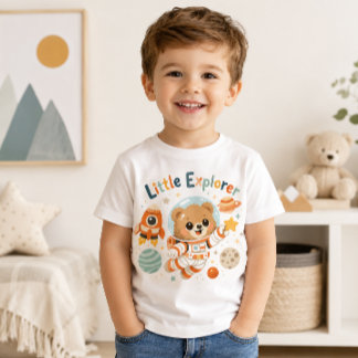 Kleine Ontdekkingsbeer Astronaut Ruimte Avonturier Kinder Shirts