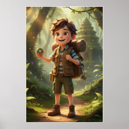 Kleine Ontdekkingsreiziger Jungle Avontuur Kunstpo Poster