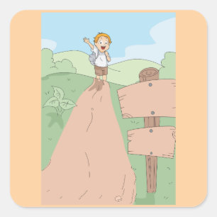 Kleine Ontdekkingsreiziger Wandelavontuur Vierkante Sticker