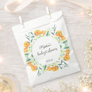 Kleine oranje baby shower bedankzakje