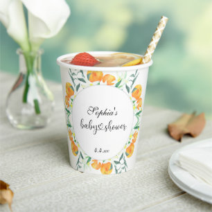 Kleine oranje baby shower papieren bekers