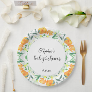 Kleine oranje baby shower papieren bordje