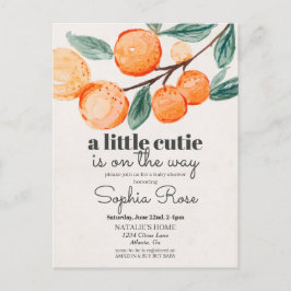 Kleine oranje baby shower uitnodigen briefkaart