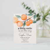 Kleine oranje baby shower uitnodigen briefkaart (Staand voorkant)