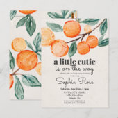 Kleine oranje baby shower uitnodigen briefkaart (Voorkant / Achterkant)