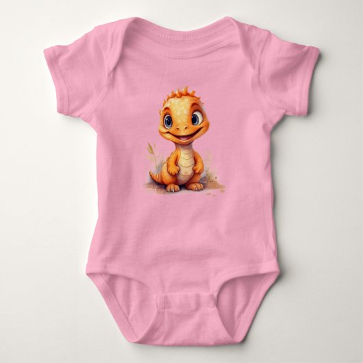 Kleine Oranje Dino Romper (Voorkant)