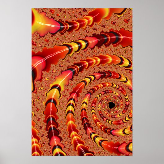 Kleine Oranje en gele spieren Fractal Art Poster (Voorkant)