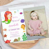 Kleine Oranje Haar Zeemeermin Uitnodigingen met Fo