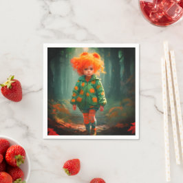 Kleine Oranje Haired Meisje Servet