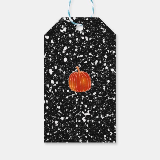 Kleine Oranje herfst Pumpkin Black Glitter Favor Cadeaulabel (Achterkant)