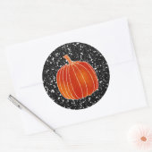 Kleine Oranje herfst Pumpkin Black Glitter Favor Ronde Sticker (Envelop)