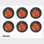 Kleine Oranje herfst Pumpkin Black Glitter Favor Ronde Sticker (Vel)