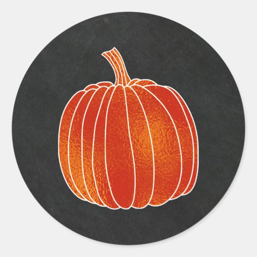 Kleine Oranje herfst Pumpkin Chalkboard Party Favo Ronde Sticker (Voorkant)