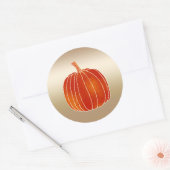 Kleine Oranje herfst Pumpkin Gold Shine Favor Ronde Sticker (Envelop)