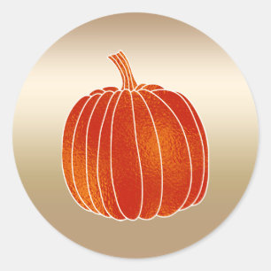Kleine Oranje herfst Pumpkin Gold Shine Favor Ronde Sticker