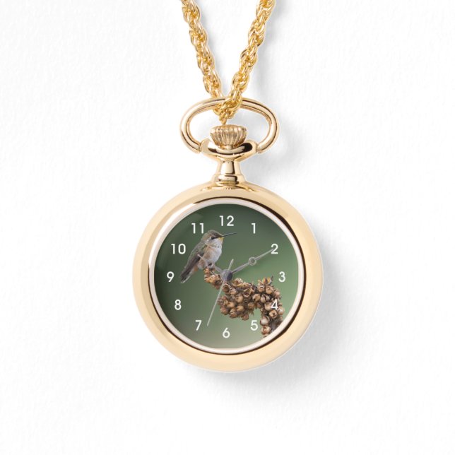 Kleine Oranje Hummingbird Large Clock Horloge (Voorkant)