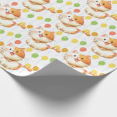 Kleine Oranje kat Kitten kleurrijke ballonnen Cadeaupapier (Hoek)