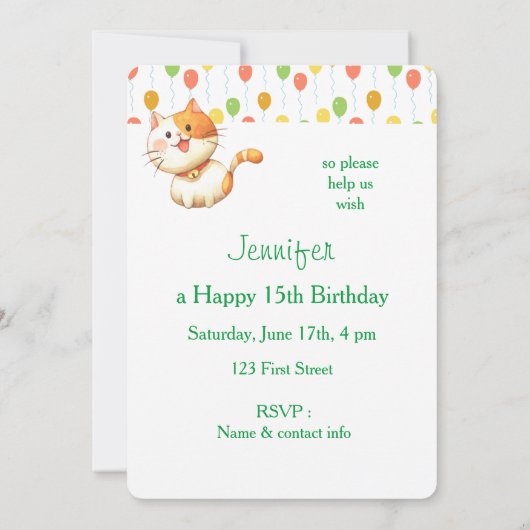 Kleine Oranje kat Kitten met kleur op zaterdag Kaart (Achterkant)