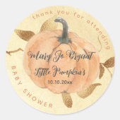 Kleine Oranje pompoen Babyl Shower Classic Round Ronde Sticker (Voorkant)