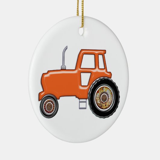 Kleine Oranje tractor Keramisch Ornament (Rechts)