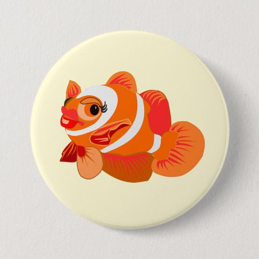 Kleine Oranje Vis Ronde Button 7,6 Cm (Voorkant)