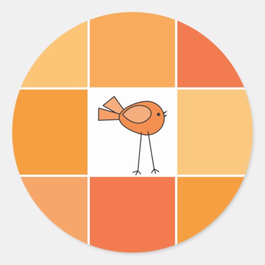 Kleine oranje vogel ronde sticker (Voorkant)