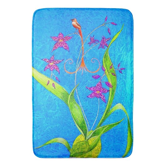 kleine orchidee vogel badmat (Voorkant Verticaal)