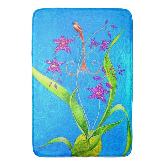  kleine orchidee vogel badmat (Voorkant Verticaal)