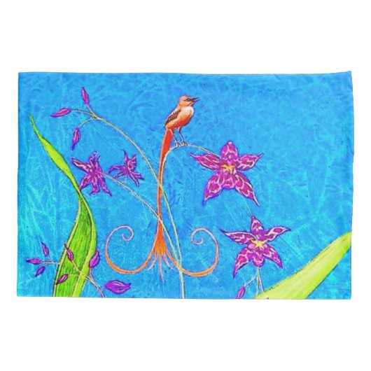 kleine orchidee vogel kussensloop (Achterkant-Links)