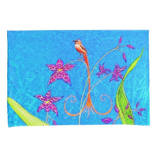 kleine orchidee vogel kussensloop (Voorkant-Rechts)