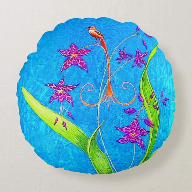  kleine orchideeënvogel (rood) rond kussen (Voorkant)