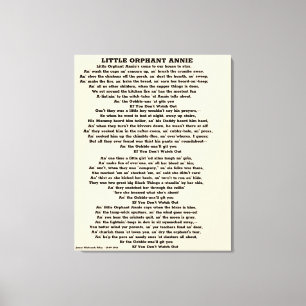 KLEINE ORFANT ANNIE POEM CANVAS PRINT