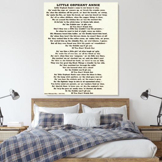 KLEINE ORFANT ANNIE POEM CANVAS PRINT (Insitu (Slaapkamer))