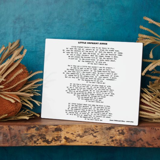 KLEINE ORFANT ANNIE POEM PLAQUE FOTOPLAAT (Zijkant)
