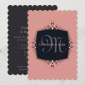 Kleine Orkidee Roze Monogram Trouwuitnodiging Kaart (Voorkant / Achterkant)