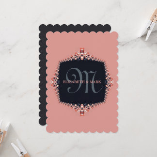 Kleine Orkidee Roze Monogram Trouwuitnodiging Kaart