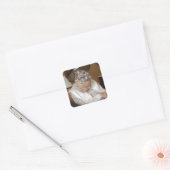 Kleine oude dame slapen onder een haardroger vierkante sticker (Envelop)