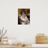 Kleine oude vrouw slaapt onder haar eigen droger I Poster (Keuken)