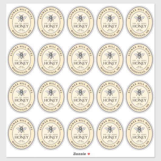 Kleine Ovale Honing Label Franse Bee Queenline Jar (Vel)